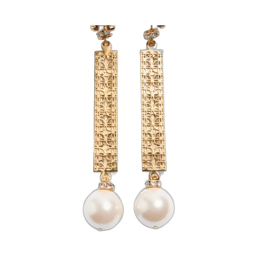 San Fin Metal Earrings With Swarovski® Crystals And Pearls