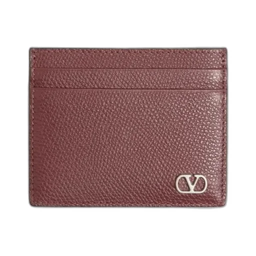 V Logo Signature Cardholder In Grainy Calfskin
