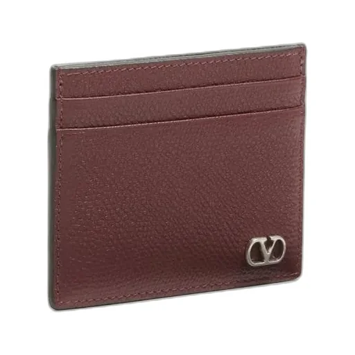 V Logo Signature Cardholder In Grainy Calfskin