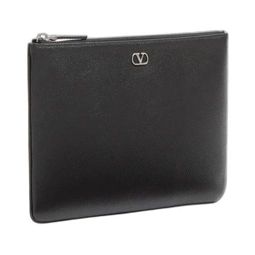 Vlogo Plaque Zip-Up Clutch Bag
