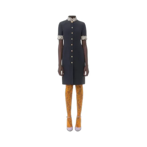 Lace Detailed Button-Up Dress