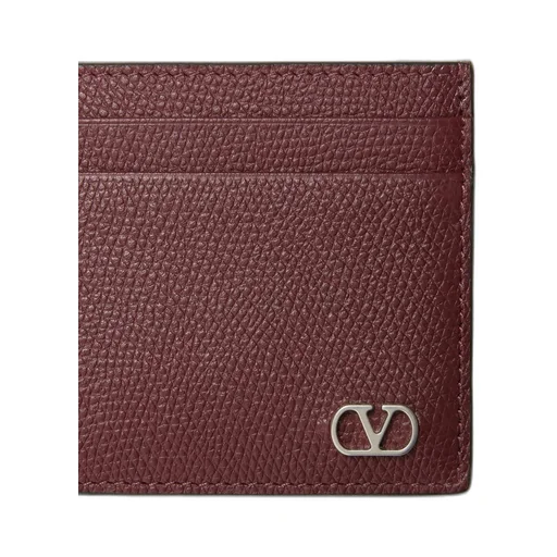 V Logo Signature Cardholder In Grainy Calfskin