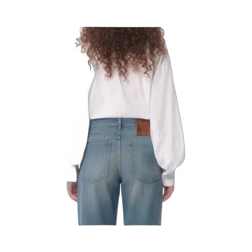 Embroidered Frilled Curved Hem Blouse