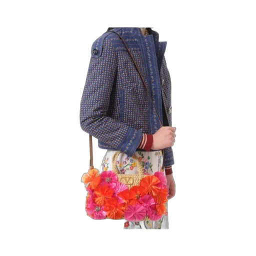 Vlogo Plaque Floral Embellished Tote Bag
