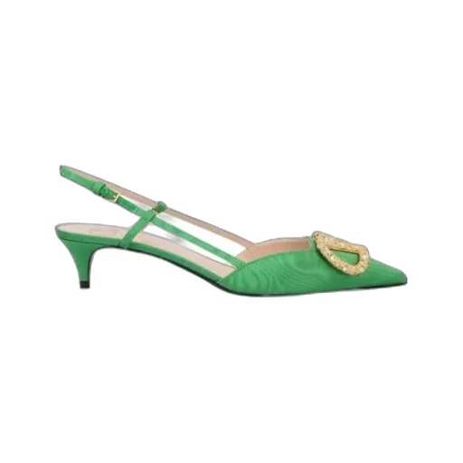Logo Embellished Slingback Pumps