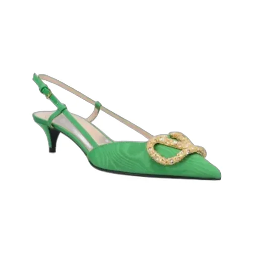 Logo Embellished Slingback Pumps