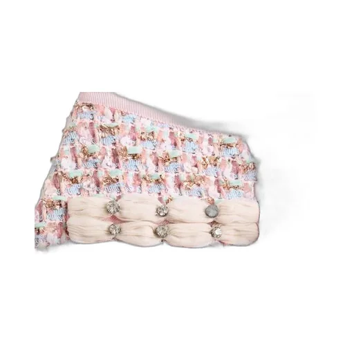 Bow Detailed Frayed Hem Tweed Skirt