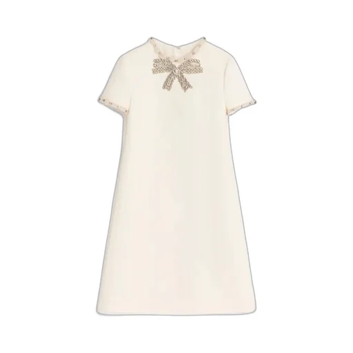 Embroidered Crepe Couture Short Dress