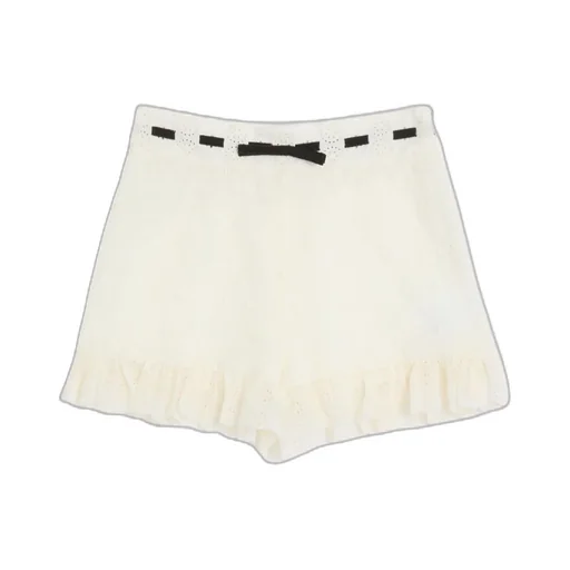 Ruffle-Hem Bow Detailed Shorts