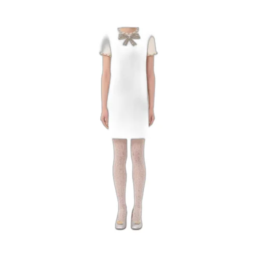 Embroidered Crepe Couture Short Dress