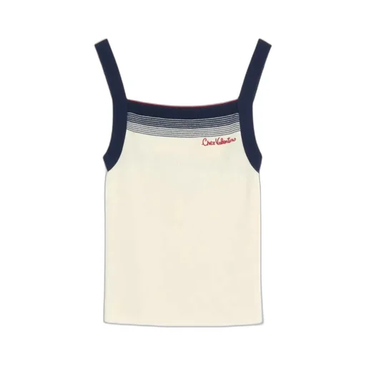 Chez Stripe Detailed Sleeveless Tank Top