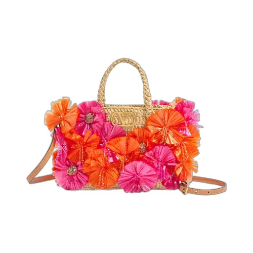 Vlogo Plaque Floral Embellished Tote Bag