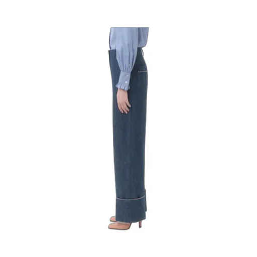 Turn-Up Hem Wide Leg Jeans