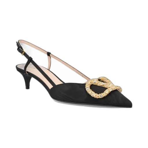 Logo Embellished Slingback Pumps
