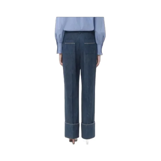 Turn-Up Hem Wide Leg Jeans