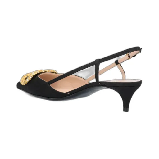 Logo Embellished Slingback Pumps