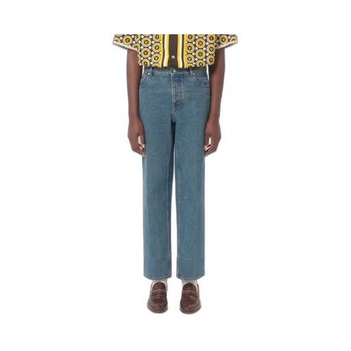 Logo Patch Straight Leg Jeans