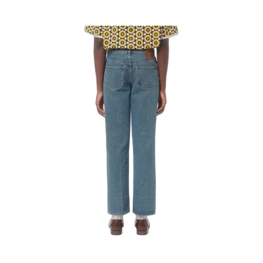 Logo Patch Straight Leg Jeans