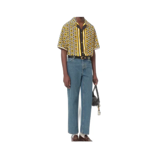 Logo Patch Straight Leg Jeans