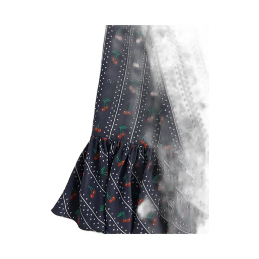 Crepe De Chine Midi Skirt With Cherryfic Print