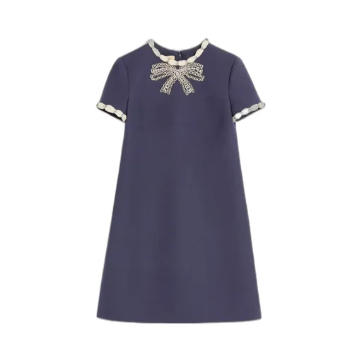 Crepe Couture Bow Embellished Mini Dress