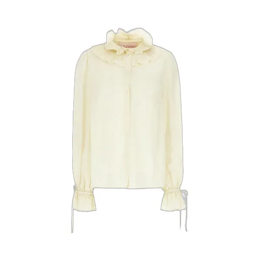 Ruffled Collar Button-Up Shirt