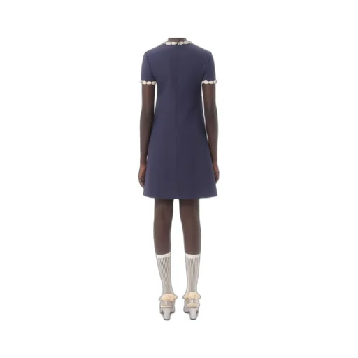 Crepe Couture Bow Embellished Mini Dress