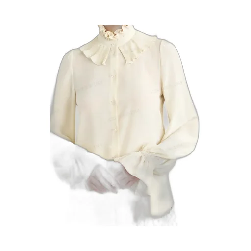 Ruffled Collar Button-Up Shirt