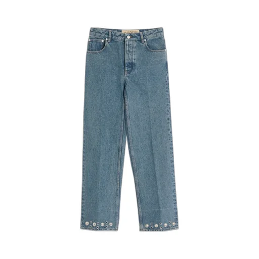 Denim Trousers With Cabochons
