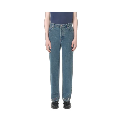 Denim Trousers With Cabochons