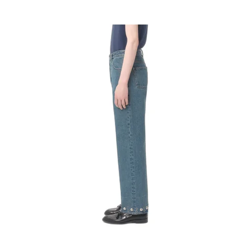Denim Trousers With Cabochons