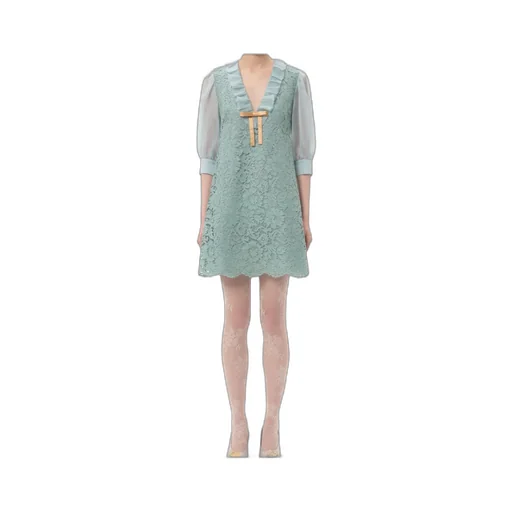 Lace Detailed V-Neck Mini Dress