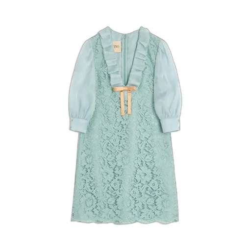 Lace Detailed V-Neck Mini Dress