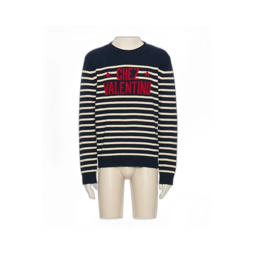 Striped Logo Detailed Crewneck Jumper