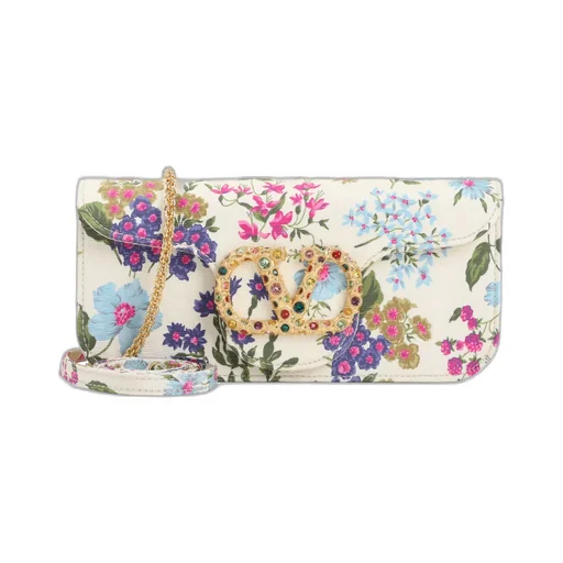 Vlogo Plaque Floral Patterned Clutch Bag
