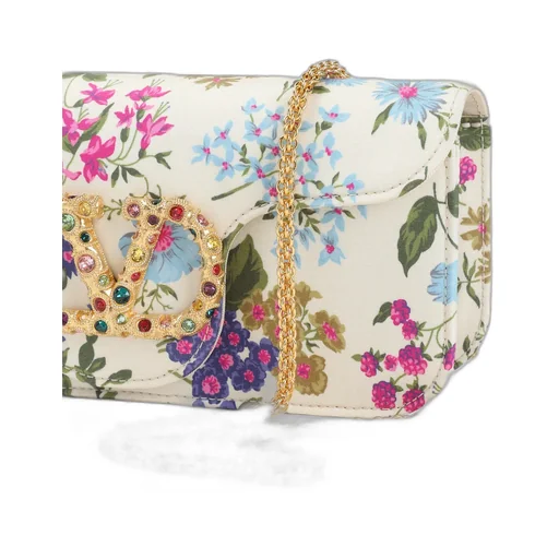 Vlogo Plaque Floral Patterned Clutch Bag