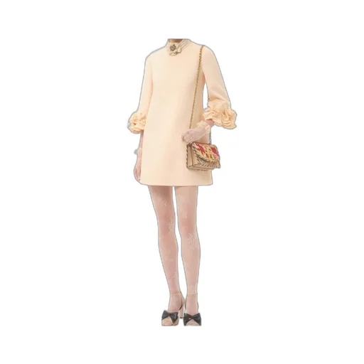 Crepe Couture Floral Detailed Mini Dress