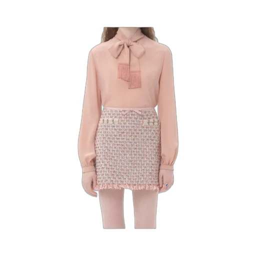 Fringed Scarf Detailed Long-Sleeve Shirt