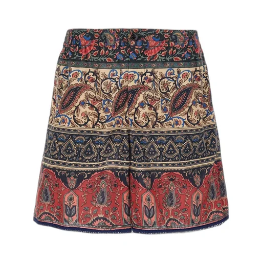 Paisley-Printed Button Detailed Shorts