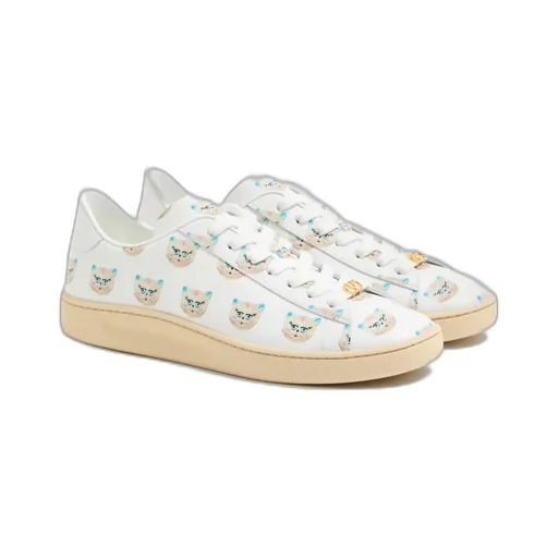 Royco Trainer In Nappa Calfskin With Le Chat De La Maison Pattern