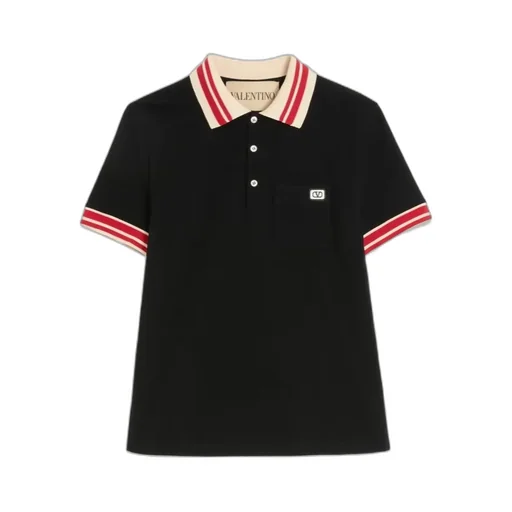 Vlogo Signature-Patch Striped-Trim Polo Shirt