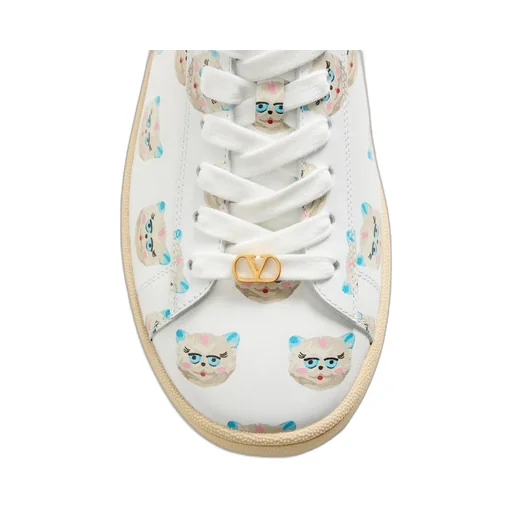 Royco Trainer In Nappa Calfskin With Le Chat De La Maison Pattern