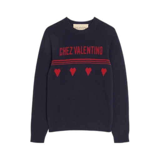 Wool Jumper With Chez Valentino Jacquard Motif