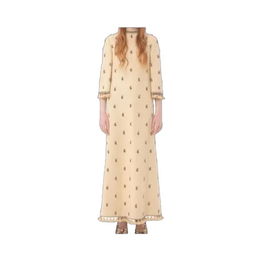 Long Dress In Embroidered Rustik Silk