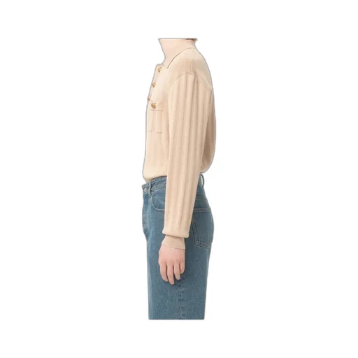 Button Detailed Long-Sleeved Ribbed Polo Shirt