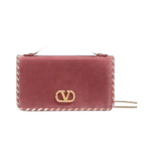 Vlogo Signature Velvet Chain Wallet With Jewel Logo