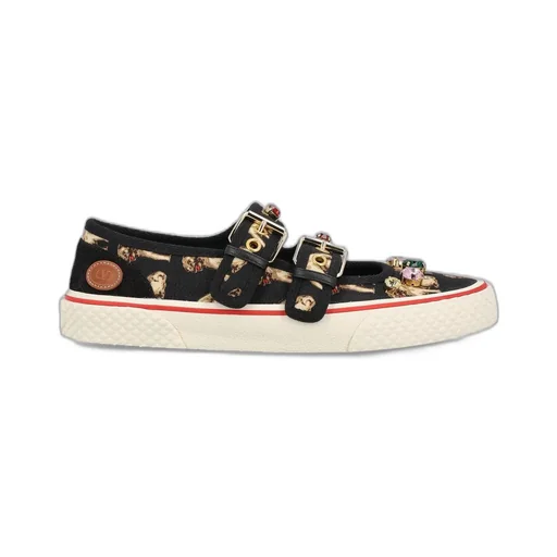 Embellished Double-Buckled Flat Shoes