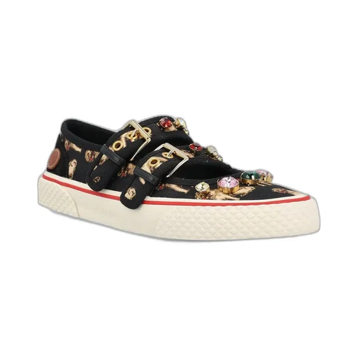 Embellished Double-Buckled Flat Shoes