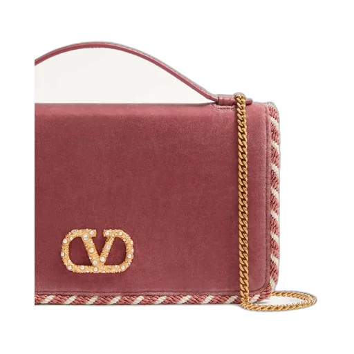 Vlogo Signature Velvet Chain Wallet With Jewel Logo