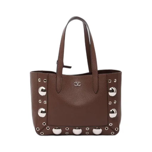 Metallic-Eyelet Leather Tote Bag